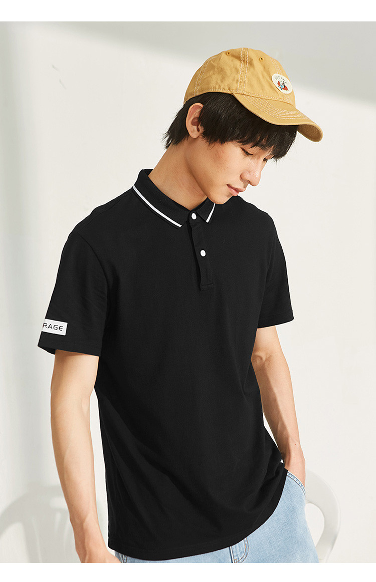 a21 以纯线上品牌夏季新款男装短袖t恤男式t恤翻领男式polo衫 黑色 m