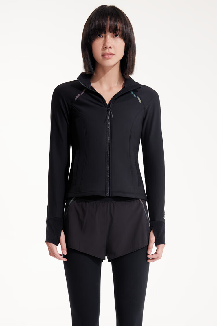 爱慕运动外套上衣女士beyond跨越紧身运动拉链外套as144m91 黑色 160