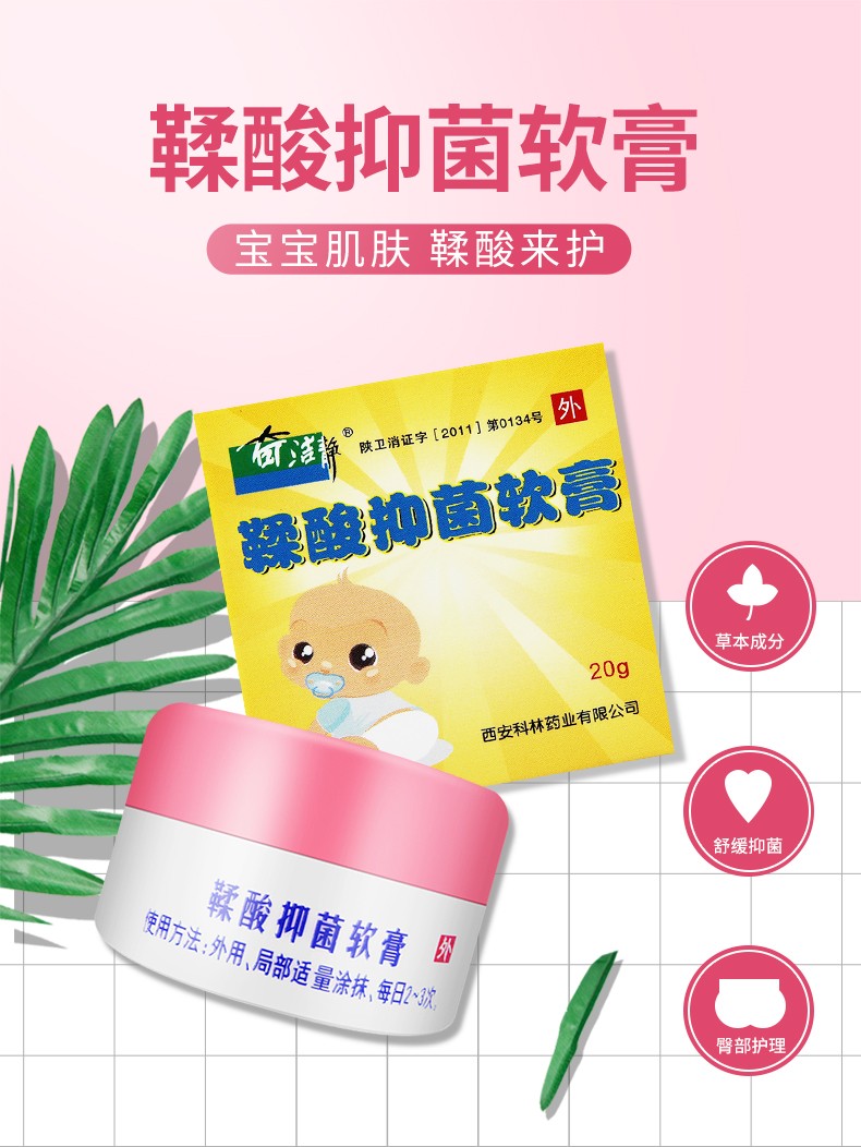 鞣酸抑菌软膏20g尿布疹红pp红屁屁股婴儿护臀膏鞣酸软膏20g2盒