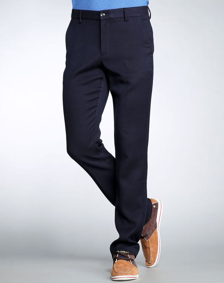 铁狮丹顿testantin 丝羊毛内里植绒千鸟格弹力修身斜插袋休闲裤 黑色