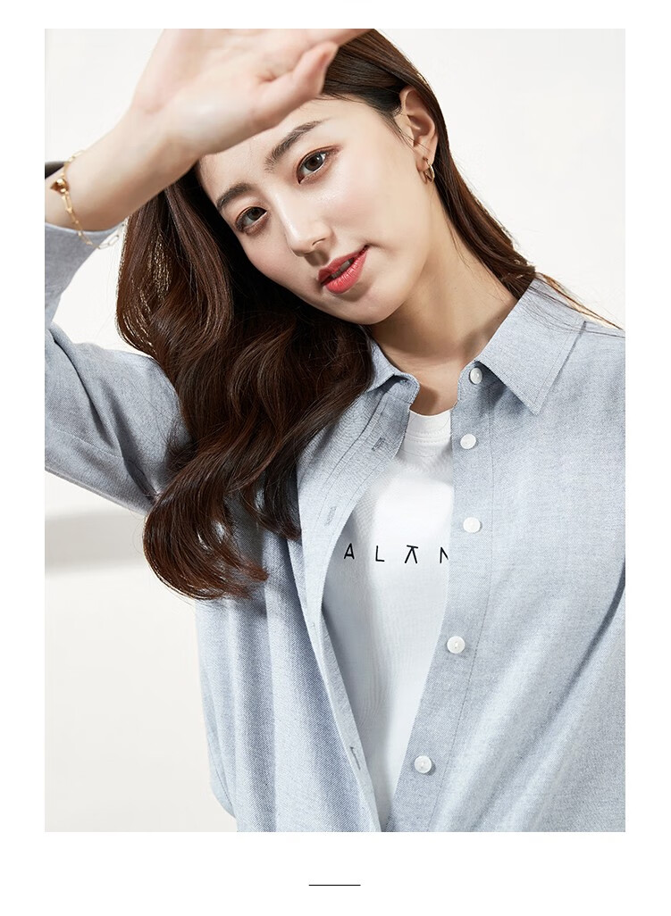 逸阳2020春季新款衬衫女全棉长袖衬衣百搭polo衫气质职业正装3706