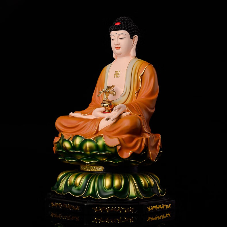 台湾盛凡三宝佛佛像黄铜释迦牟尼阿弥陀佛像药师佛释迦摩尼摆件sa85