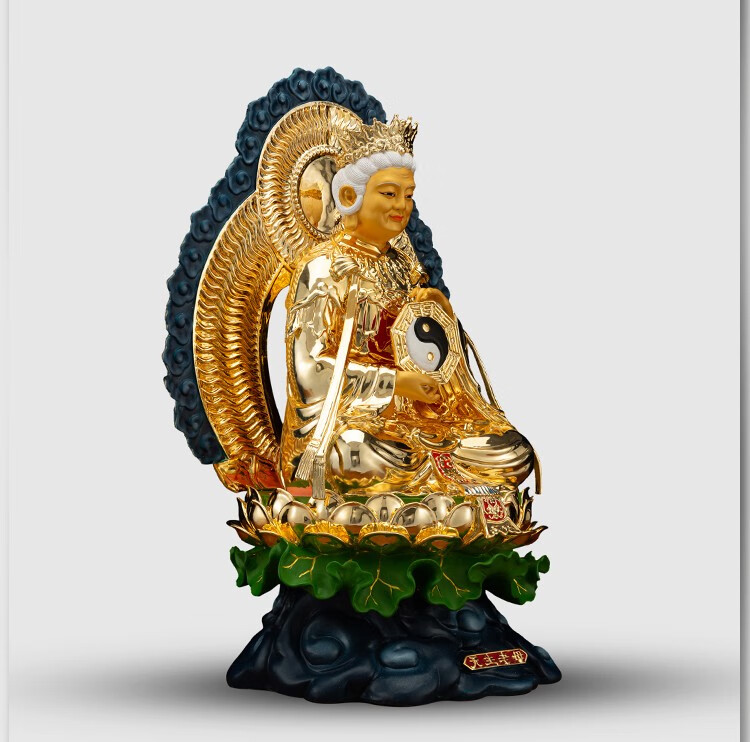 圆通佛具 无生老母神像 台湾纯铜鎏金彩绘老母老娘老无生神像家居供奉