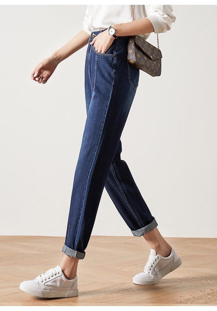 娅丽达女裤高腰宽松直筒牛仔裤女2020新潮洋气萝卜老爹裤长裤女士