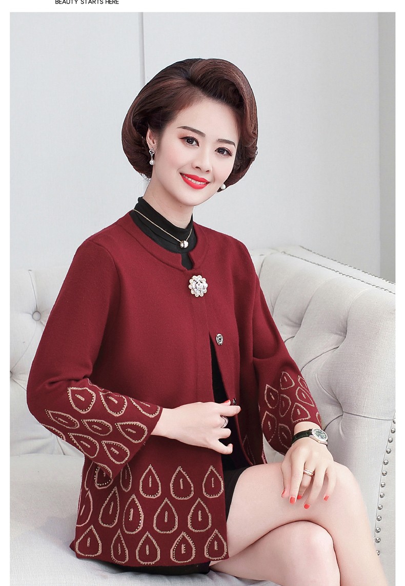 惠维 妈妈装春装针织衫外套2020新款中老年女装春秋洋气开衫上衣50岁