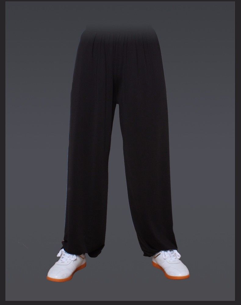 仁武牛奶丝太极裤瑜伽裤练功裤男女太极拳裤黑色xxl