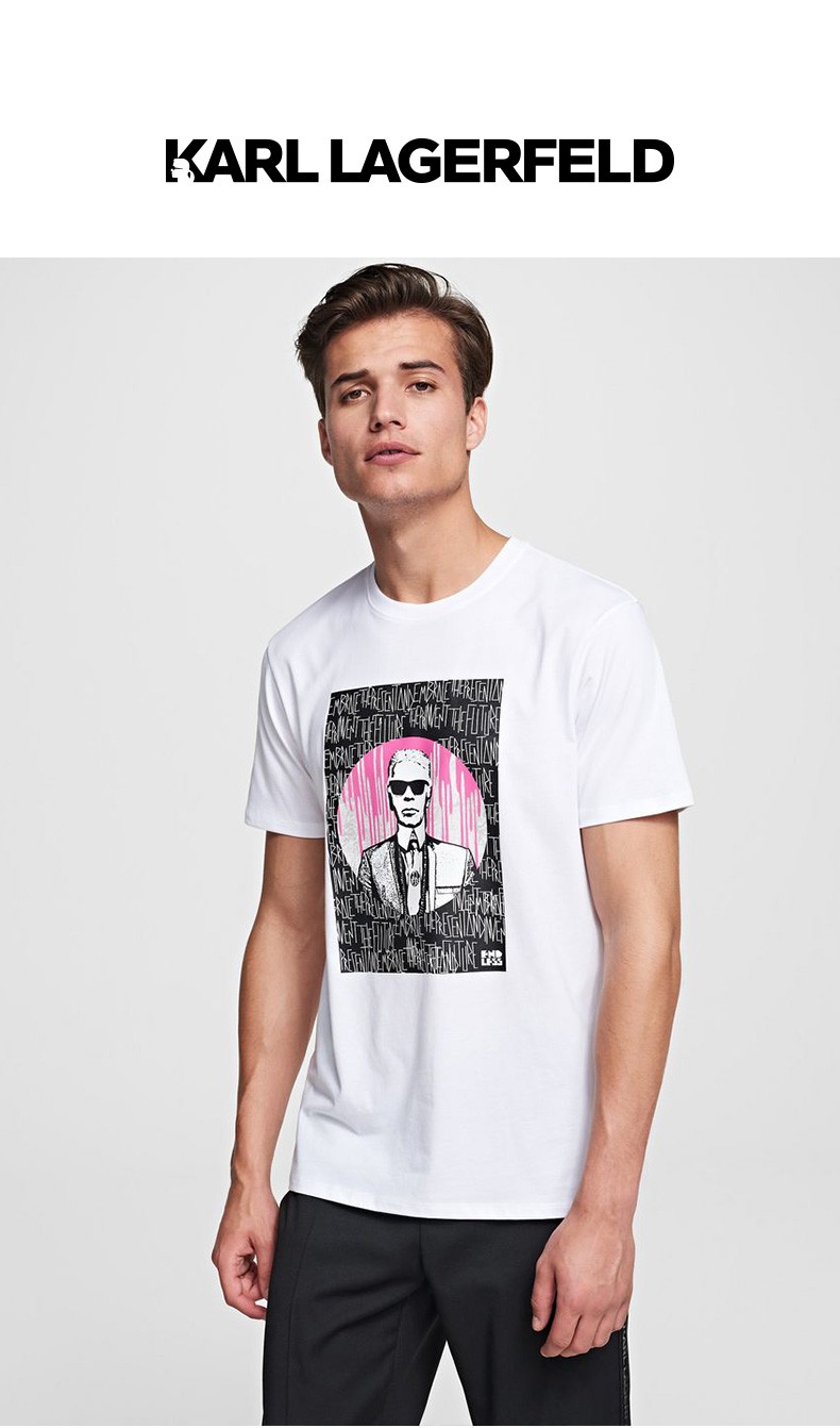 karl x endless 经典老佛爷logo男士圆领t恤 白色 m