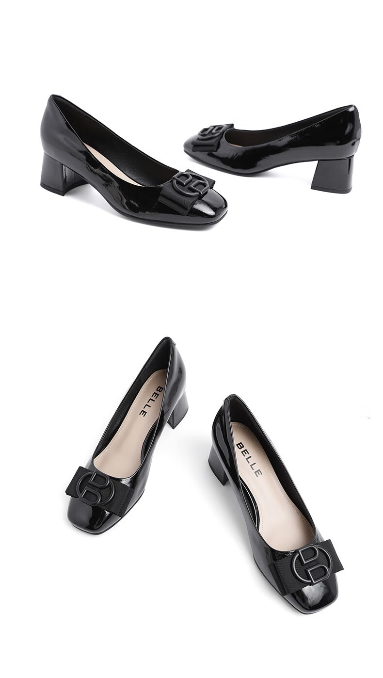 百丽单鞋女2020春新商场同款粗跟休闲奶奶鞋3tm01aq0 白色 39