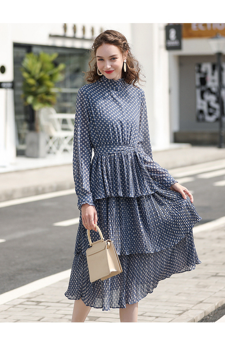 miss li by nawain 2020年春新款收腰气质甜美显瘦中长款波点蛋糕裙