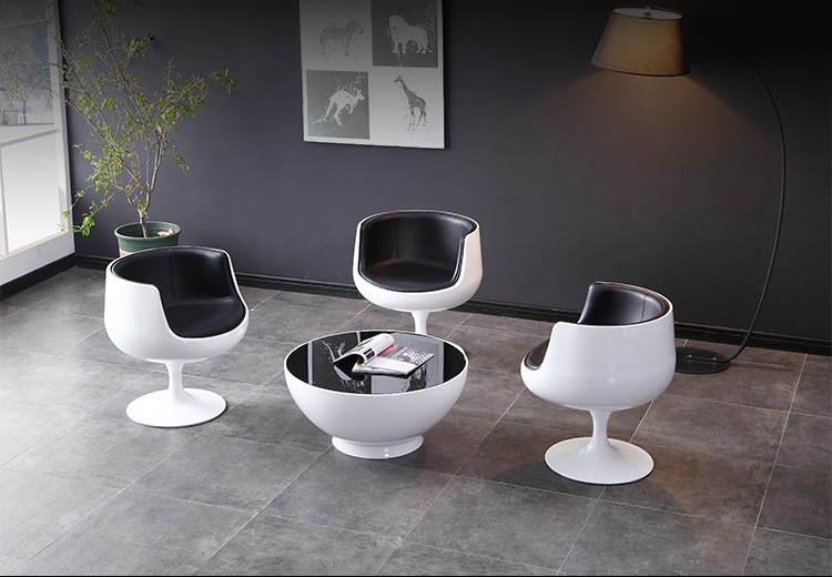 合寅办公家具烤漆洽谈桌椅组合简约休闲时尚会客圆几个性创意接待椅子