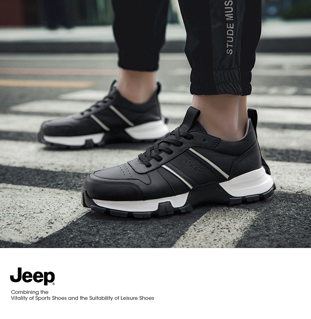 jeep男鞋2020新款春季潮流低帮板鞋软底透气休闲百搭鞋子男士潮鞋米色