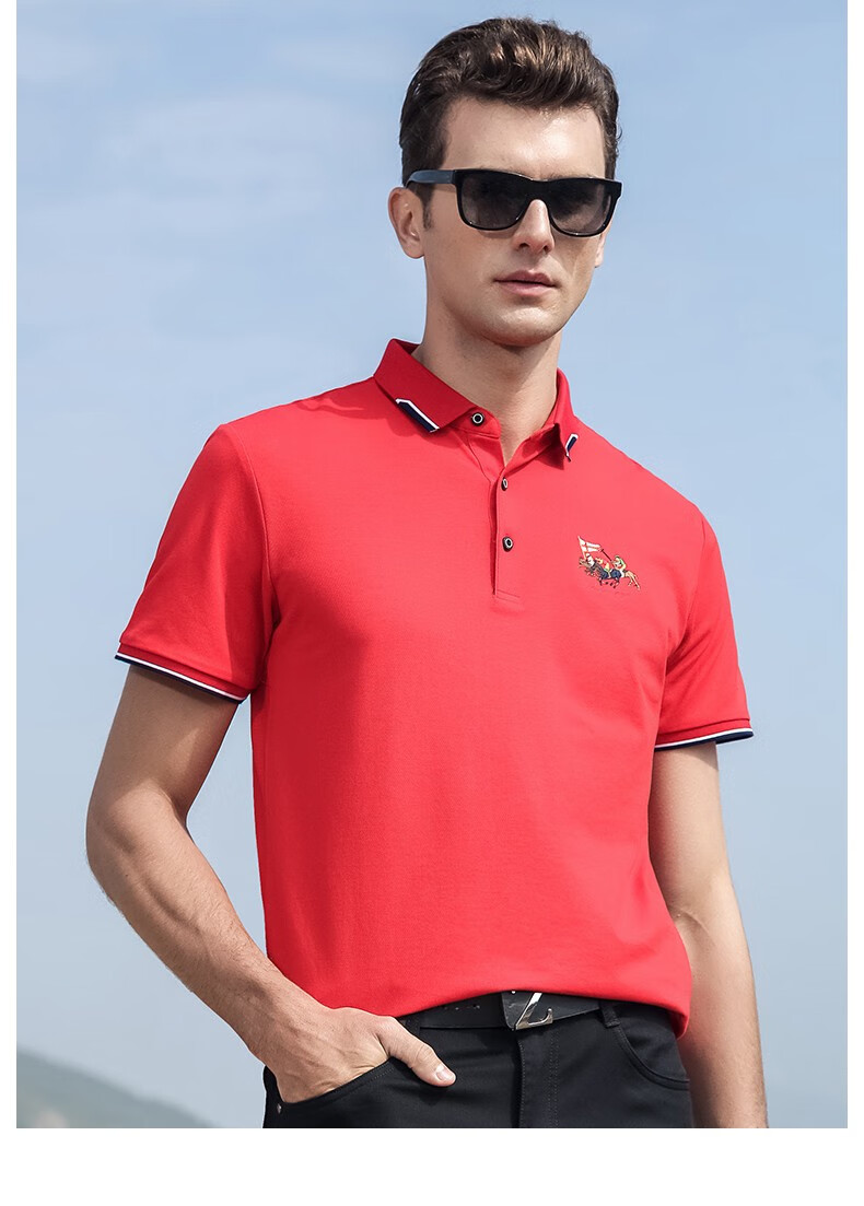 传奇 保罗t恤男短袖polo衫夏季商务休闲经典骑士刺绣保罗衫男装 黑色