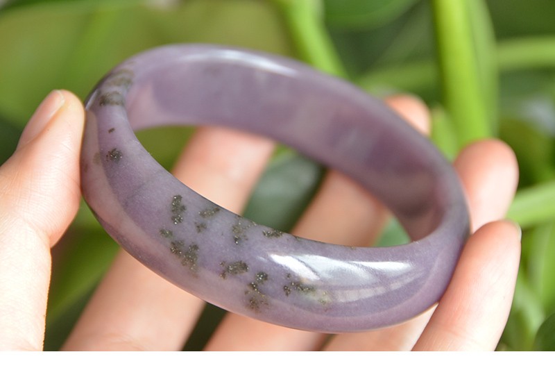 新疆阿勒泰可可托海天然丁香紫玉手镯子草花玉5958