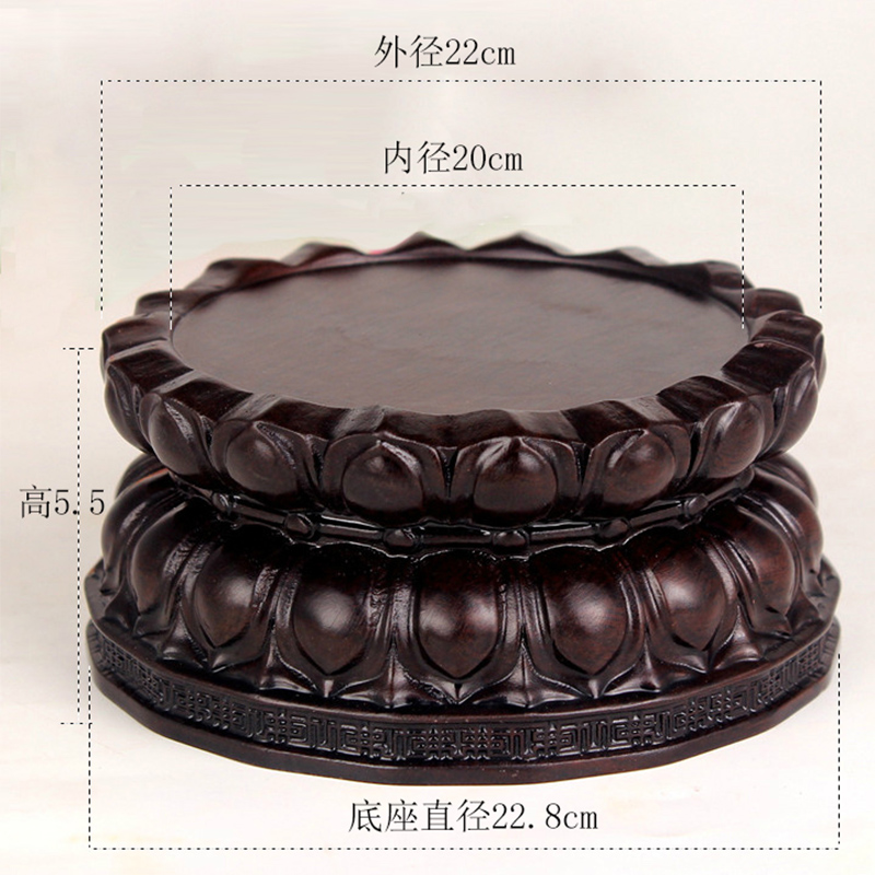 圆通佛具黑紫檀实木莲花座佛像观音菩萨底座木座佛教用品促销包邮 3号