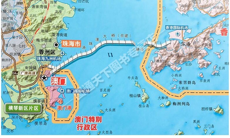 2021粵港澳大灣區城市群地圖掛圖珠江三角洲城市珠海香港澳門群地區