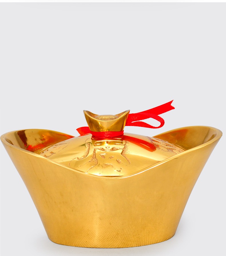 黄铜有盖金元宝摆件风水招财创意摆设家居装饰客厅卧室玄关工艺品 3.