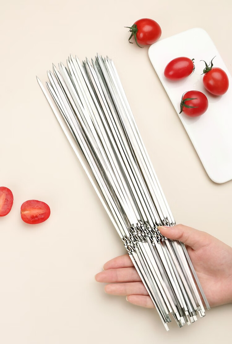 智汇 烧烤签子 不锈钢烤烧烤签子羊肉串签子烤肉签字扁铁签烤针烤肉