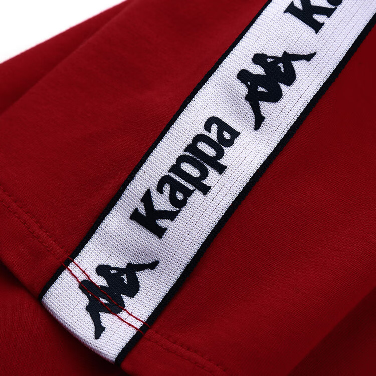 卡帕kappa 童装 儿童 串标大logo 舒适透气 男童t恤 暗红色 165