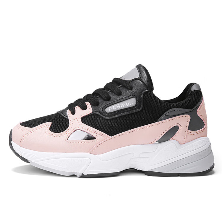 奇安达21秋季女鞋时尚潮女老爹鞋百搭女运动鞋厚底增高女休闲鞋米白37