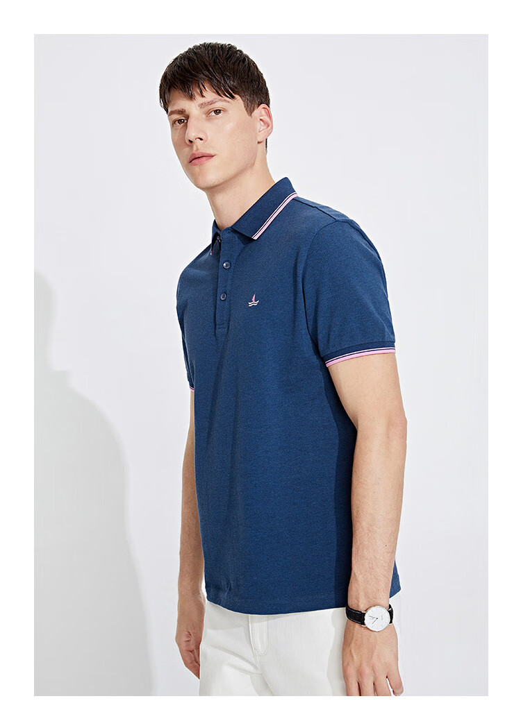 纳维凯尔navigare柔软舒适意大利小帆船春夏新品净色男polo衫大红s