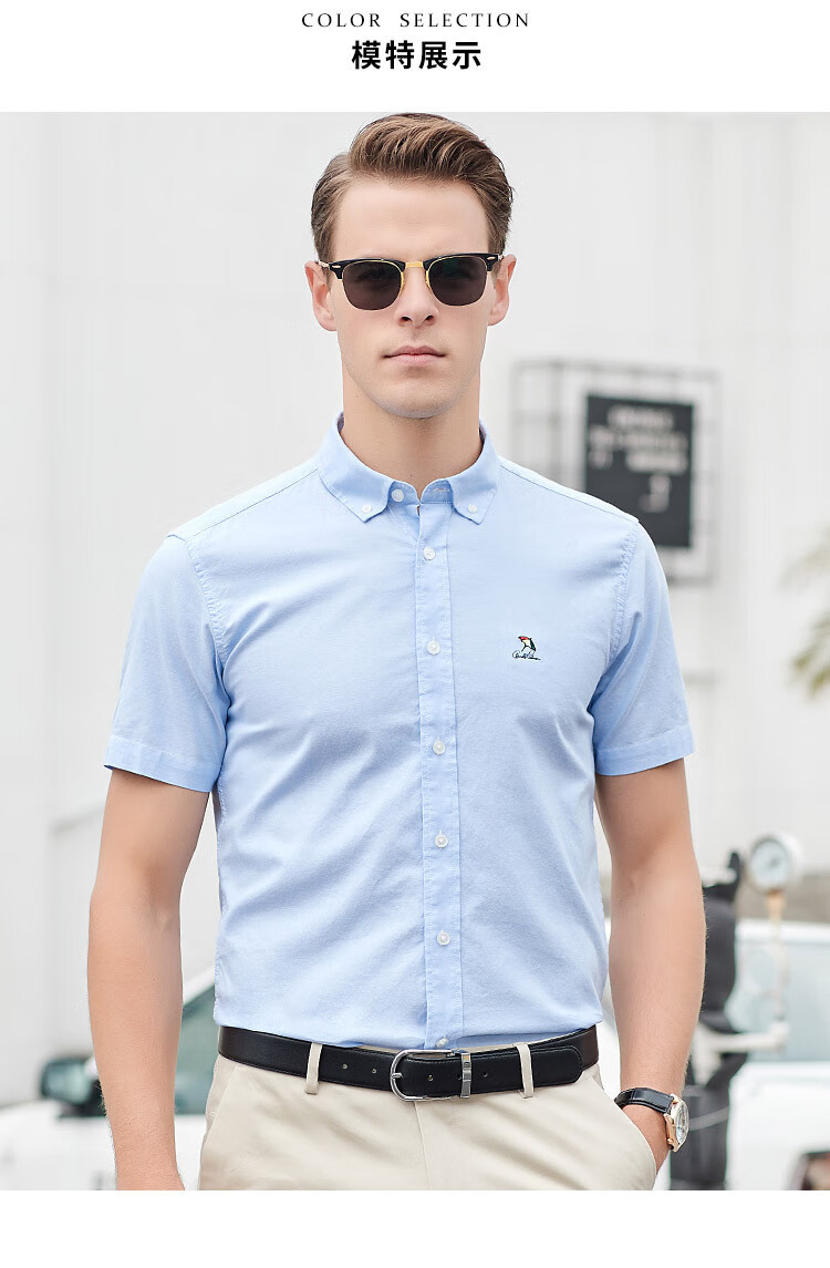 花雨伞arnold palmer 【100%棉】2020夏季新款商务男士短袖衬衫休闲