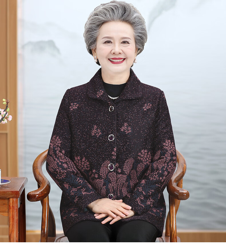 奉孝奶奶装春装短款外套中老年人开衫女60岁70妈妈宽松衣服老太太上衣