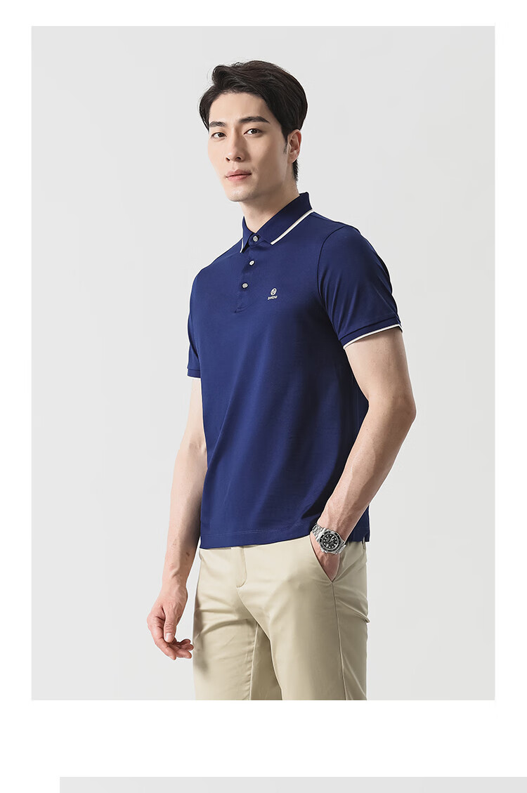 迪柯尼dikeni 夏季针织翻领logo印花商务休闲男士短袖polo衫 浅灰 52