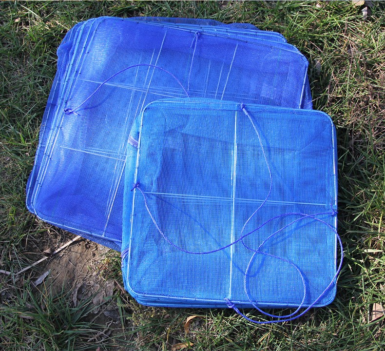 折叠晒鱼网防蝇笼渔网晒鱼干笼晾晒菜网架干货家用井字骨架3层50cm