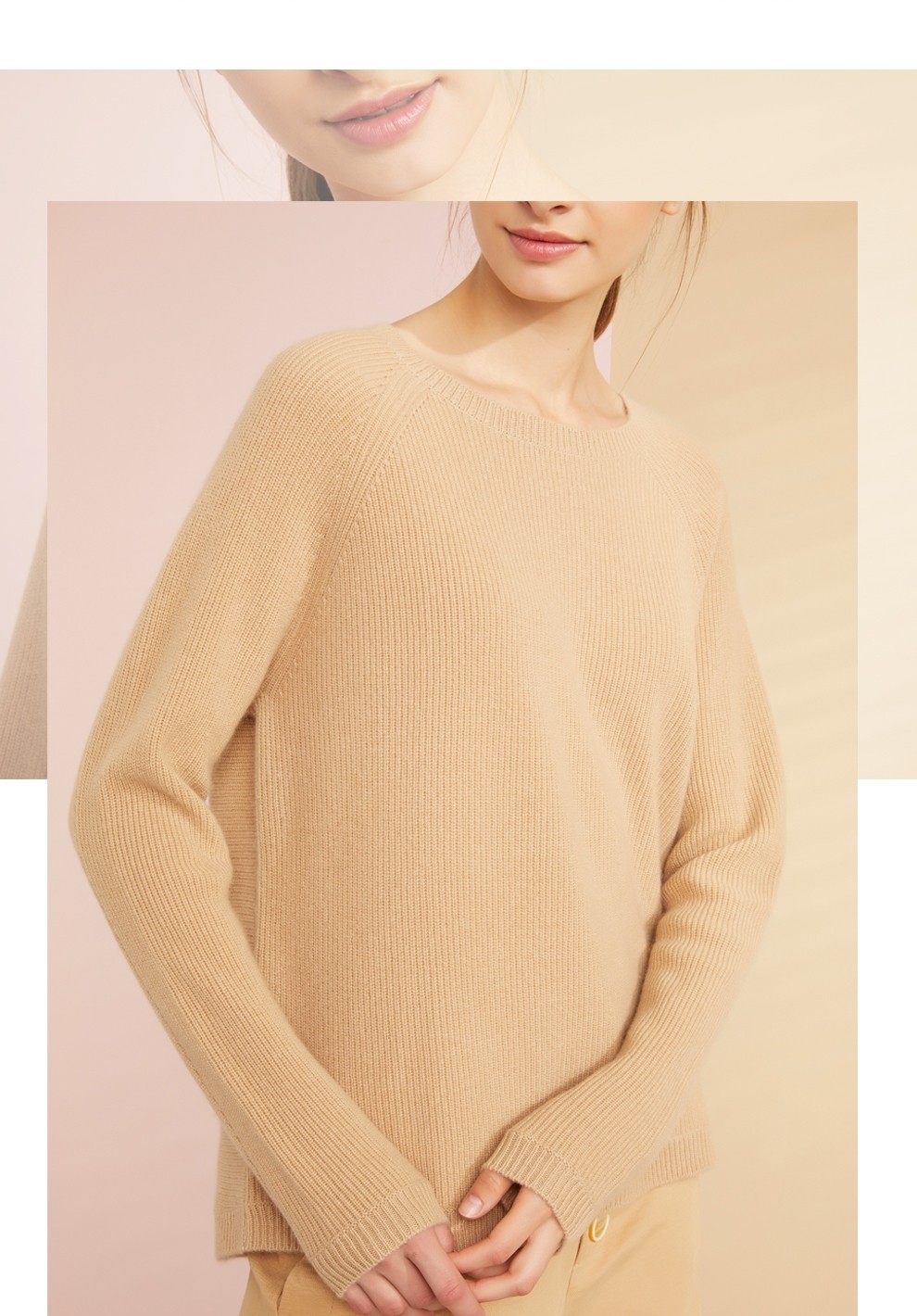 gts新疆天山羊绒衫女山羊绒毛衣金纯针织短款圆领套头秋冬厚宽松慵懒