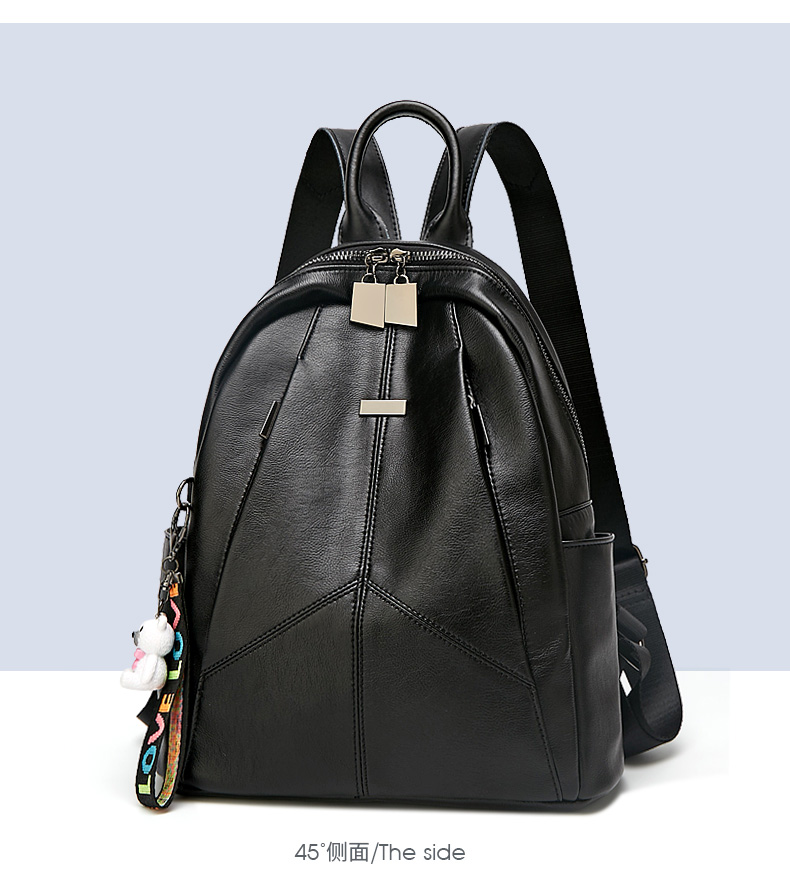 cabwer牛皮双肩包女2020新款潮韩版软皮时尚防盗荔枝纹休闲女士百搭小