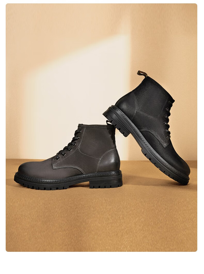 百丽马丁靴2020冬季新品商场同款加绒磨砂牛皮革男士皮靴7ak01dd0