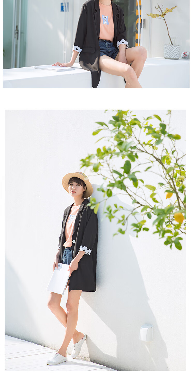 子陌zimo 秋装百搭简约休闲北欧长袖中长款女式小西装外套 淡蓝色 m