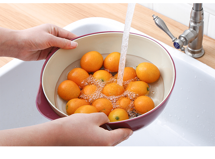 双层沥水篮塑料水果盆洗水果塑料家用创意水果篮洗菜篮厨房洗菜盆