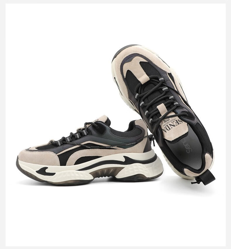 森达秋季新款户外旅游厚底青年休闲男老爹鞋z203cm0杏色43