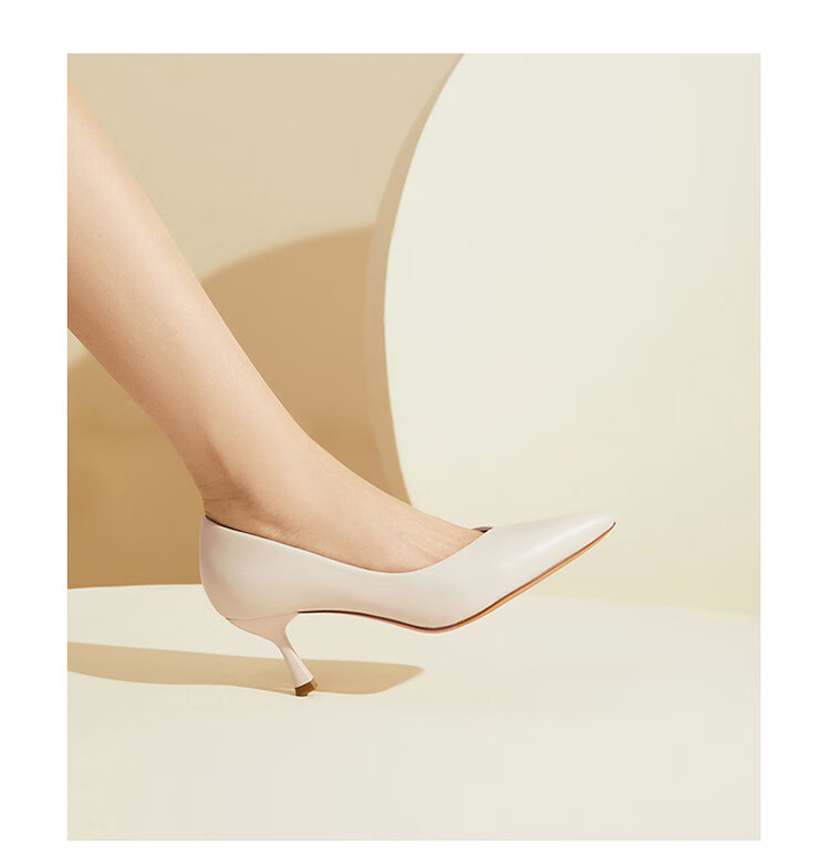 卓诗尼josiny高跟鞋女秋季新款细跟简约纯色尖头一脚蹬时尚百搭女单鞋