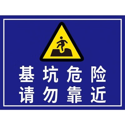 基坑危险注意安全工地标识标志牌 注意安全警示牌 施工重地当心落物