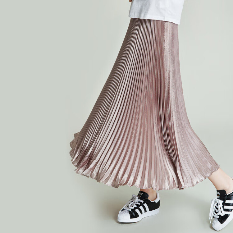 udine风plait普利特风琴褶半身裙2022夏 玫瑰金 l【图片 价格 品牌