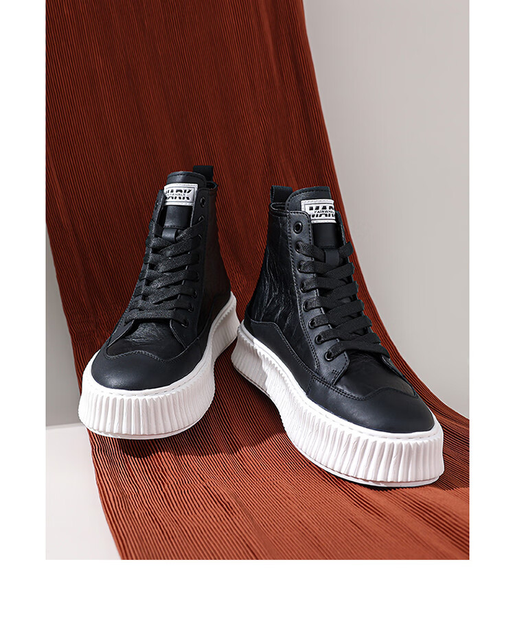 马克华菲fairwhale 高帮板鞋男厚底增高休闲鞋男2022新款潮流休闲靴