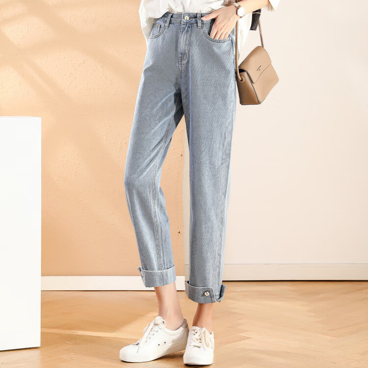 慕诗涵 2020秋冬简约牛仔腰头休闲裤子女夏都市个性显瘦女牛仔裤女