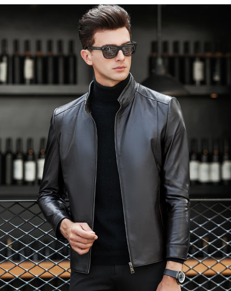 啄木鸟tucano 冬季新款立领皮夹克简约男士真皮男皮夹克男皮衣/皮草