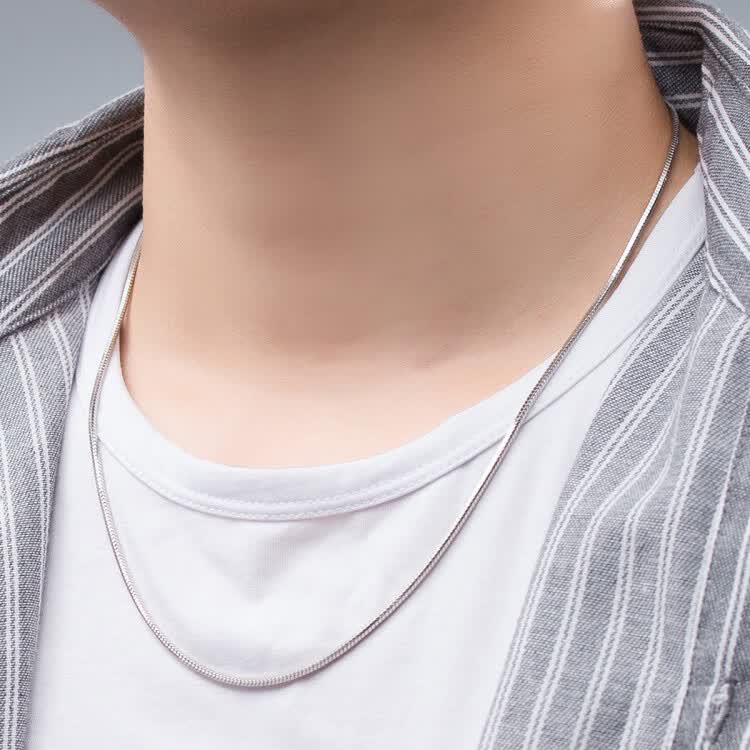 990银男款纯银项链单链颈链足银个性银链子纯银吊坠男友礼物 银色
