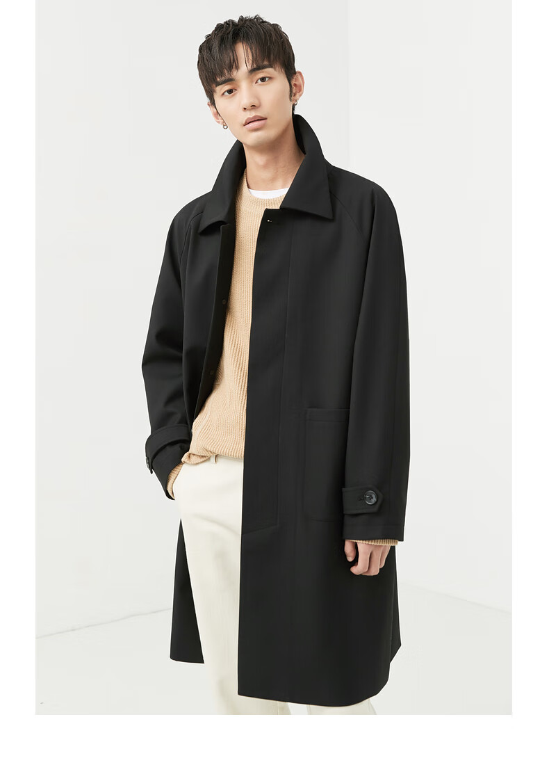 earljoel巴尔马肯翻领风衣男中长款2022春秋季新款高级感宽松简约男装