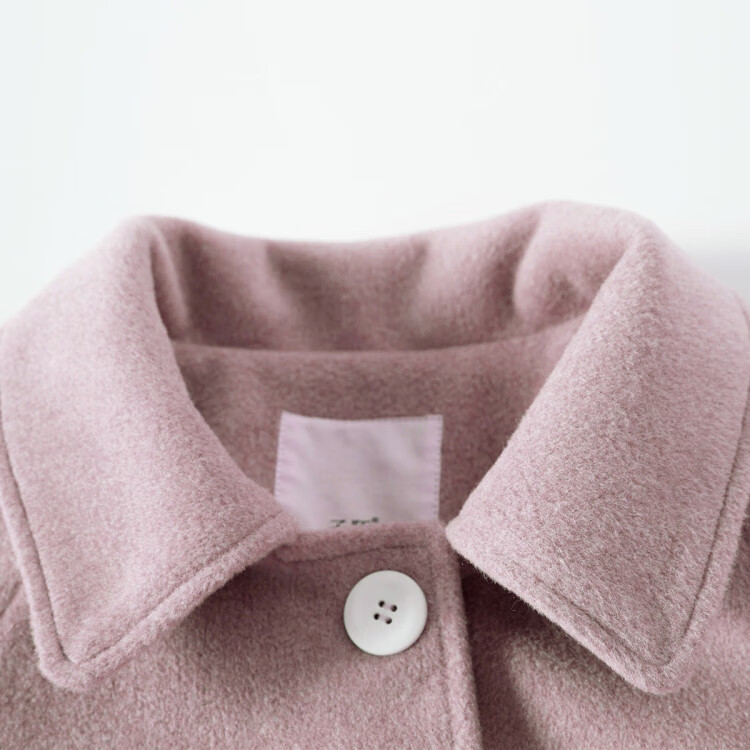 子陌zimo 冬装新款文艺百搭毛呢显瘦中长款女式大衣外套 粉色 xl