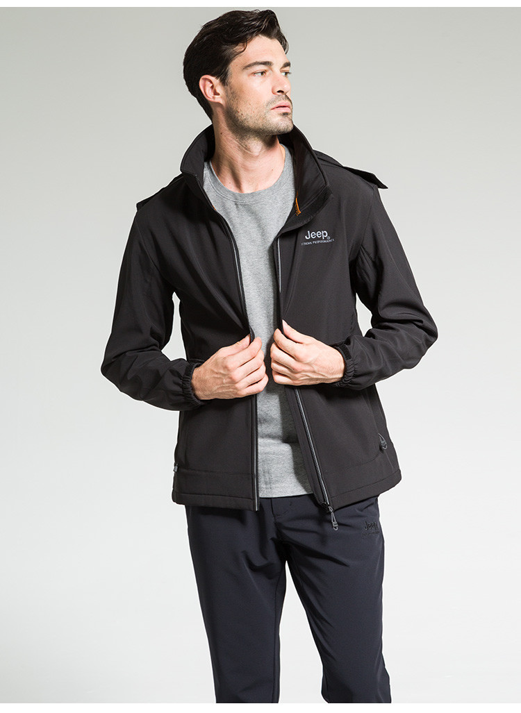 jeep 吉普男士户外休闲运动登山服防风保暖男款冲锋衣 深军绿 m