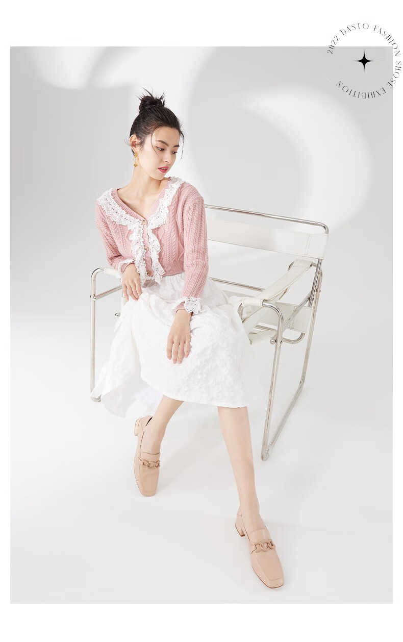 朱洁静明星同款百思图春季新款2022商场同款经典潮流一脚蹬乐福鞋女单