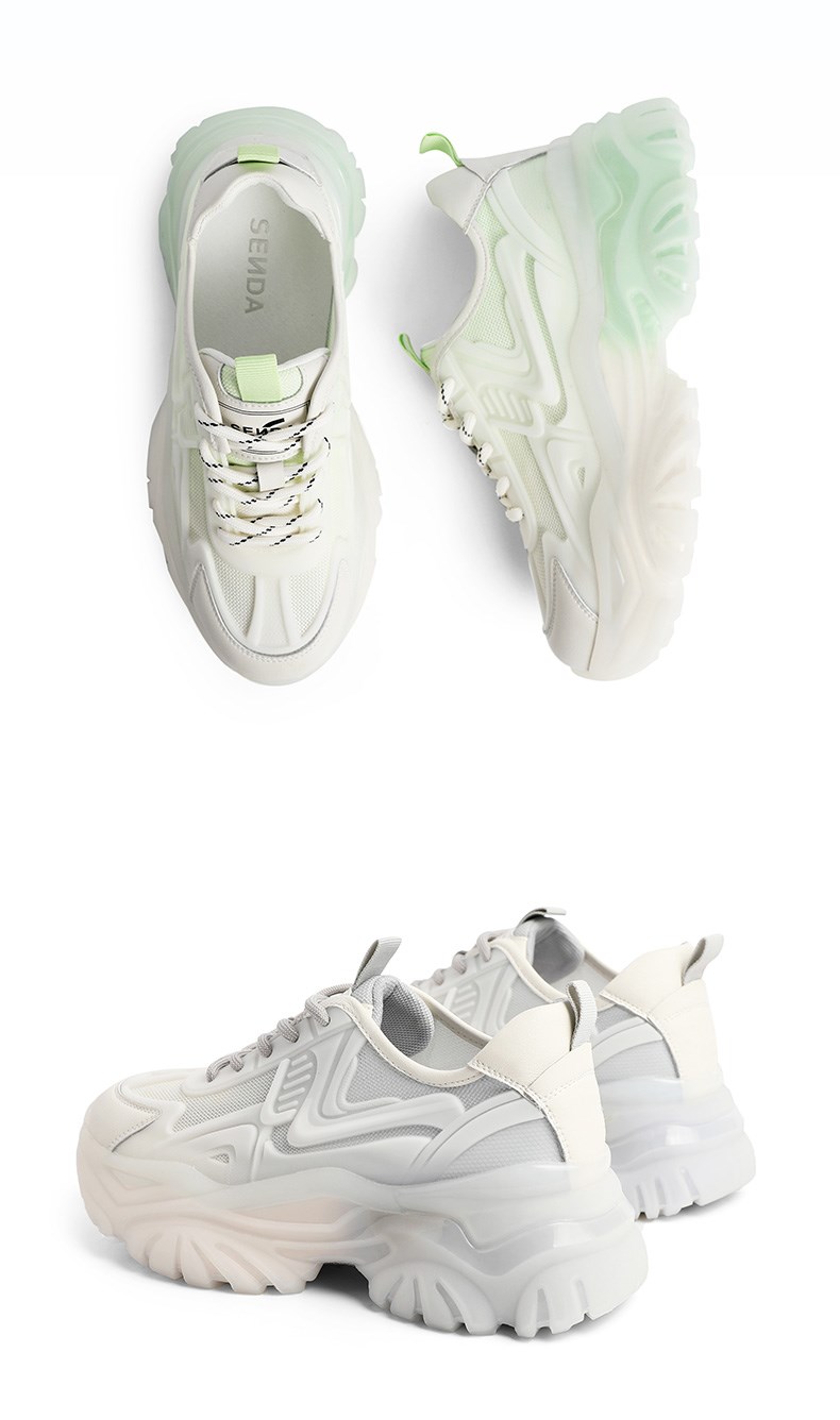 森达运动风老爹鞋女2022夏新商场同款时尚厚底休闲鞋saz01bm2灰色37