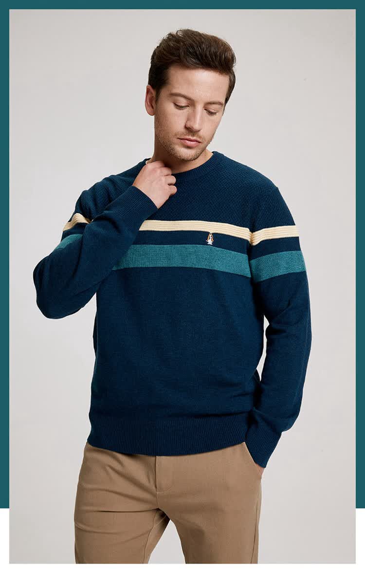 暇步士hush puppies 条纹休闲男式针织衫 078深灰1 xxl【图片 价格