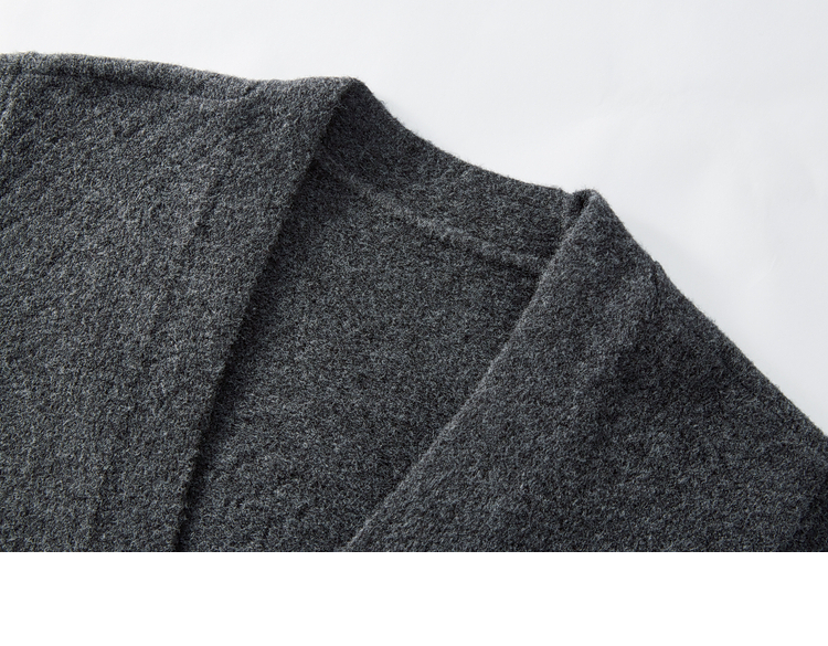 msshe大码女装2021新款秋装配腰带深v领仿马海毛开衫毛衣外套烟青灰色