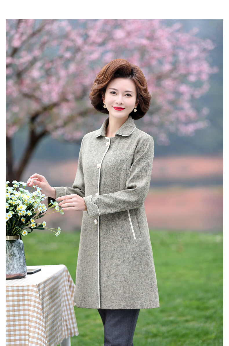 妈妈装春秋洋气薄款风衣中年女装春装韩版中长款上衣中老年贵夫人外套