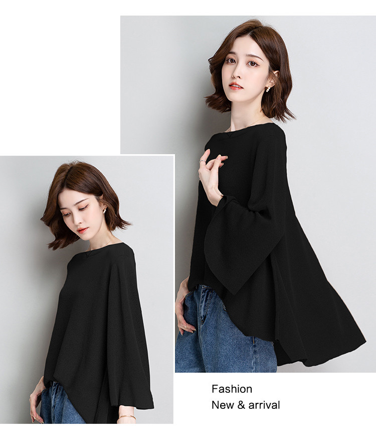 秋装新款时尚前短后长针织衫中长款宽松个性燕尾毛衣女a字上衣潮 白色